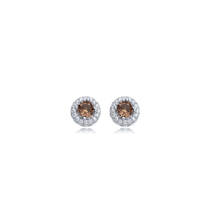 Boucles d'oreilles clous en argent sterling 925, forme ronde, design CZ, pierre Sultanite, fabrication artisanale turque, vente en gros - Product Image 1