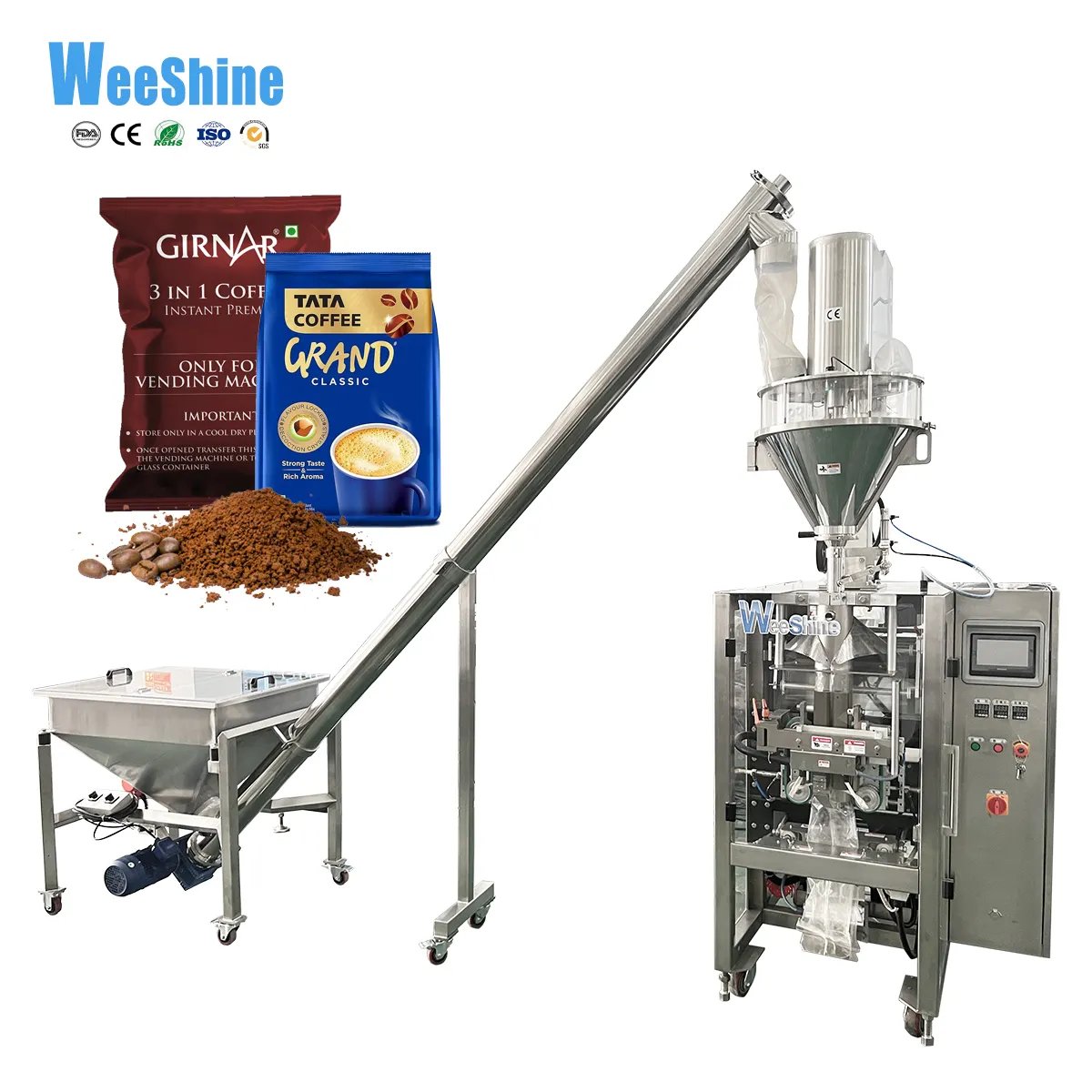 Automatische 100 g 500 g 1 kg 2 kg 5 kg Kaffee Milch Chilli Kakaoblütze Reinigungsmittel Waschpulver Abfüllmaschine
