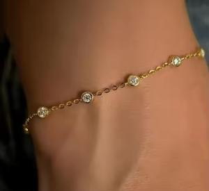 Elegant 0.6ctw 14k Gold Diamond Bezel Solitaire <b>Bracelet</b> for Gifts or Parties Moissanite <b>Bracelets</b> & Bangles Collection - Product Image 1