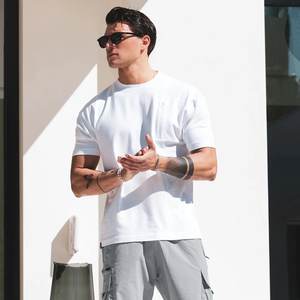 Nouveau T-Shirt de luxe pour hommes personnalisé 100% coton vente en gros surdimensionné col uni longue longueur haute couture numérique écologique rapide - Product Image 5