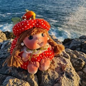 Muñeca de Tela Hecha a Mano con Diseño de Puntos Rojos y Naranjas, Personalizada, para Niñas, de Felpa Suave, Cuerpo Redondo, Adorno para Cuarto de Niños, Regalo Infantil, 22 cm - Product Image 4