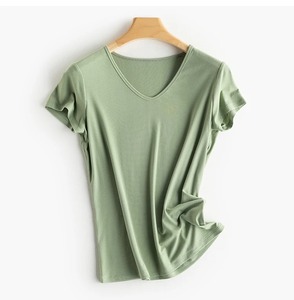 เสื้อยืดคอกลมแขนสั้นผ้าถักสำหรับผู้หญิงเสื้อยืด2025ฤดูร้อน - Product Image 2