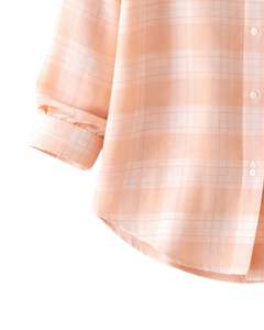 Camisa Oversize a Cuadros para Mujer, Color Melocotón, Manga Larga, Casual, de Franela, Estilo Túnica, Suave, Otoño-Invierno, Venta al por Mayor - Product Image 6