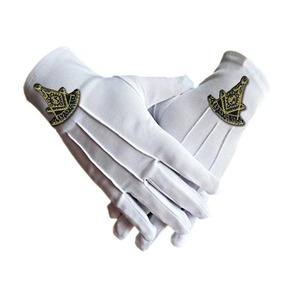 Guantes de Logia Azul de Maestro Masón 2026 con Compás Cuadrado de Cuero Blanco y Bordado, Regalia Masónica para Exteriores, OEM Disponible - Product Image 6