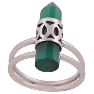 Hot Sale Handmade Solid 925 Sterling Silver <b>Ring</b> With Multiple Green Onyx Aqua Chalcedony Carnelian Pencil Shape Gemstone <b>Rings</b> - Product Image 2