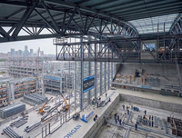 Structure en acier Q355B pour hall de piscine intérieure à grande portée, conception Tekla 3D