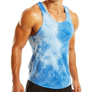 Camiseta sin mangas con tinte de corbata de entrenamiento para hombre con logotipo personalizado OEM, camiseta ajustada para gimnasio, camiseta sin mangas para culturismo - Product Image 2