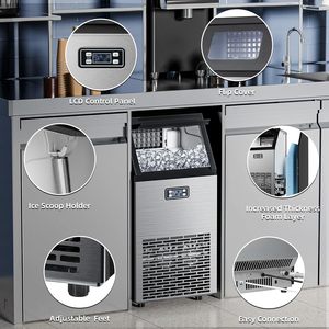 Machine à glaçons commerciale Antarctic Star en acier inoxydable 100 lb/24h, capacité de stockage de 33 lb, usage domestique - Product Image 3