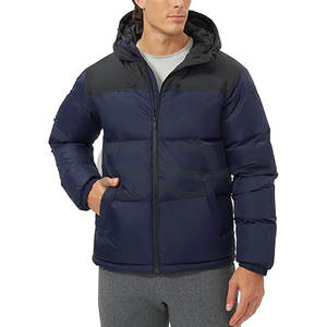 Chaqueta Acolchada para Hombre, Abrigo Acolchado de Invierno con Cuello Alto Impermeable y Capucha, Ropa Exterior Ligera y Cálida - Product Image 1