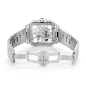 Montre en quartz Moissanite avec assurance commerciale, OEM prêt à l'emploi, personnalisable, revente, luxe haut de gamme, cadran en verre - Product Image 5