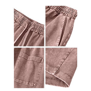 Pantalones cortos de gimnasio de algodón 100% para hombre al por mayor, ropa de calle Vintage con lavado ácido desteñido al sol, logotipo personalizado, tejido transpirable - Product Image 6