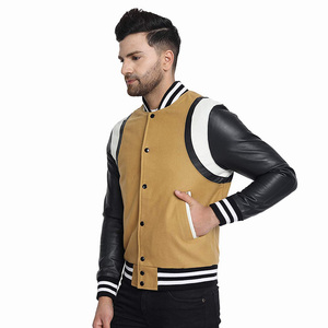Top vestes de baseball personnalisées col montant bleu laine corps manches complètes confortable Durable pour l'hiver Logo personnalisé veste - Product Image 6