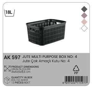 Afossa 18L Stackable Storage Basket Durable Fabric <b>Rectangle</b> Handles Multi-Purpose for Home Office Organizing Made PP Plastic - Product Image 2