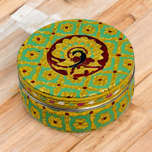 Vajilla Dibba de Acero Inoxidable con Baño de Oro y Técnica de Soldadura Meenakari, Moderna y Tradicional para Decoración del Hogar en Acción de Gracias - Product Image 2