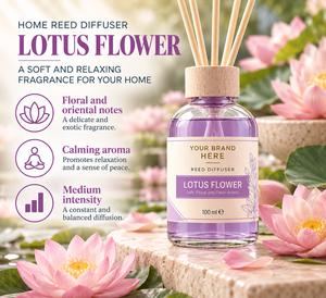 Diffusore di Aromi al Fiore di Loto 100ml con Etichetta Privata OEM |   Deodorante per Ambienti Mikado, Fragranza per la Casa |   Spagna UE - Product Image 2