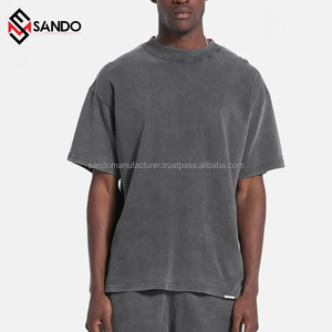 Unisex Oversized 230 GSM Cotton Spandex T-<b>Shirt</b> Drop Shoulder for Polo Collar Short Sleeve Custom Logo Printed Plus Size - Product Image 6