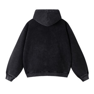 Logotipo personalizado de alta calidad de algodón en blanco con capucha de lana de peso pesado de gran tamaño con cremallera sudaderas con capucha - Product Image 4