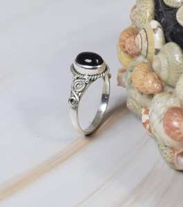 แหวนพลอยแกะสลักรูปวงรีสีดำโอนิกซ์ธรรมชาติ925แหวนเงินแท้แหวนแฟชั่นสำหรับปาร์ตี้ - Product Image 4
