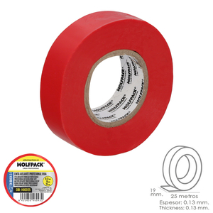 Nastro Isolante Professionale Rosso Spessore 0,13 mm. Larghezza 19 mm. Rotolo da 25 Metri - Product Image 1