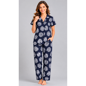 Conjunto de Pijama Evolve X Venus para Mujer, 100% Algodón Dobby Premium, Suave, Transpirable, de Secado Rápido, Estampado, Moderno, de Manga Larga y con Botones - Product Image 4