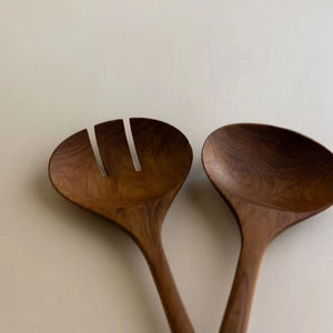 เป็นมิตรกับสิ่งแวดล้อมไม้ใหญ่สลัดเซิร์ฟเวอร์พร้อมสลัดเสร็จธรรมชาติช้อนส้อมเสิร์ฟอาหารเย็นลายหมุนสลัด - Product Image 1