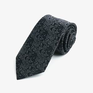 Классический черно-серый галстук для мужчин из шелка с полосками, узором кешью, однотонный, 8 см, из шелка тутового шелкопряда, жаккардовый, с возможностью индивидуального заказа - Product Image 4