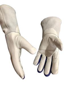 Gants de sécurité de luxe en cuir de vache bleu fendu Protection des mains antidérapantes et antistatiques pour le soudage au prix de gros sur mesure - Product Image 6