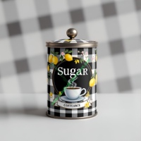 Pot de rangement pour thé de mariage moderne, design écologique, motif floral noir et or, en métal, décoration de cuisine, couleur personnalisée