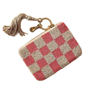 Diseñador de lujo trabajo hecho a mano rosa y blanco caja de cuentas diseño bordado monedero exclusivo elegante moda Premium Top para niña - Product Image 1