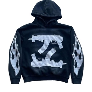 Precio barato OEM 100% algodón desgastado bordado sudaderas con capucha para hombre de gran tamaño holgado invierno peso pesado pulóver Sudadera con capucha para la venta - Product Image 2