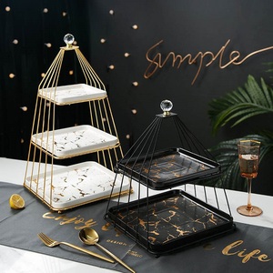 High Selling Iron Wire Serving Rack Display Stand Gold Colour Cage Style for Foods for Wedding Birthday Parties <b>Storage</b> <b>Baskets</b> - Product Image 3