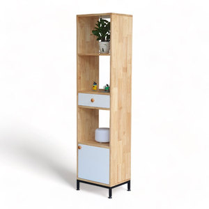 Étagère décorative de salon de type vertical 40x30x160cm avec tiroirs en bois d'hévéa KTB68144 - Product Image 1