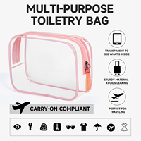 Sac de toilette approuvé par la TSA, pochette transparente à fermeture éclair en PVC, sac à cosmétiques, trousse de maquillage, étui organisateur en plastique vinyle imperméable