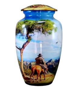 Urne de crémation compacte élégante en métal avec la finition décorative idéale pour les familles qui préfèrent de petits conteneurs de souvenir - Product Image 5