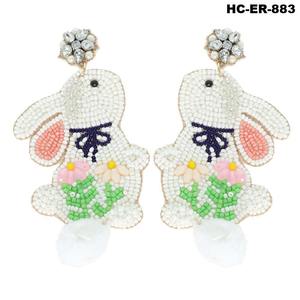 Colorful Bunny Rabbit Seed Beaded Earrings For <b>Girls</b> And Women Ideal For Celebrations And Fun Outings With Stylish Detailing - Product Image 2