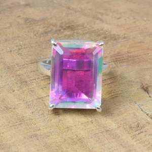 Bague en argent sterling 925 avec quartz mystique mercure pour femmes - Product Image 1