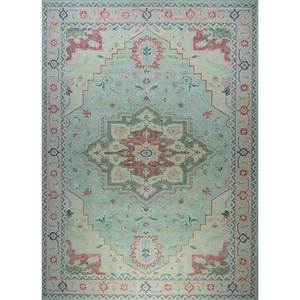 Hand Knotted Wool <b>Rugs</b> Thyme Green <b>Boho</b> Medallion Abstract Diamond Rectangle Hallway for Entryway Large Area for Home - Product Image 1
