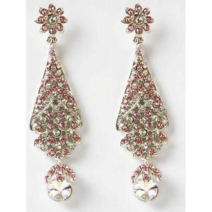 Boucles d'oreilles pendantes plaquées argent 1302310 Kriaa avec bijoux de mode en pierre autrichienne rose - Product Image 1
