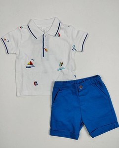 เสื้อผ้าเด็กผู้ชายแบบใหม่ปรับแต่งได้สำหรับฤดูร้อนชุดเสื้อผ้าสองชิ้นลายเสือลำลองสีพื้น - Product Image 2