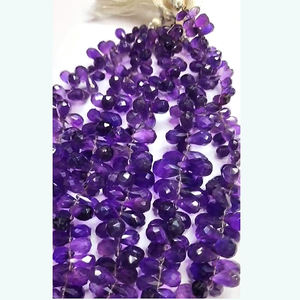 5 เส้นธรรมชาติแอฟริกันอเมทิสต์แพร์ facet ลูกปัด 942 กะรัต Iroc ขาย 10 นิ้วความยาวอัญมณีหยดน้ําตา briolette ลูกปัด - Product Image 1