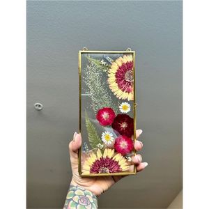 Cadre photo vintage en métal laiton suspendu, cadre photo vertical en verre flottant, doré noir, double verre, décoration d'intérieur, cadre photo - Product Image 5