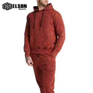 Ensembles de survêtements pour hommes avec logo personnalisé surdimensionné Streetwear délavé à l'acide à capuche et pantalon de grande taille vente en gros - Product Image 4