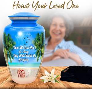 Urna de playa azul para adultos, grande para cenizas humanas, hombre y mujer adultos con bolsa, urnas azules para adultos, Honra a tu ser querido - Product Image 6