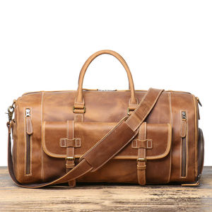 Bolsas de viaje de cuero Borgoña de alta calidad, fabricante de bolsas de lona de almacenamiento profesional para exteriores para viajeros - Product Image 1