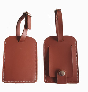 Étiquette de bagage et de sac en cuir de luxe de qualité supérieure avec fermeture à pression en cuir véritable marron de haute qualité - Product Image 4
