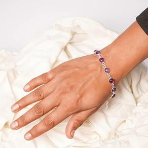 Gemstone Handmade Indian Amethyst Halo Sterling Silver Bracelet for Women and Girls <b>Solid</b> 925 Sterling Silver Bracelet Jewelry - Product Image 2