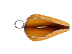 Tarjetero de viaje plegable para mujer, cadenas de cremallera impermeables cortas de poliéster reciclado de doble color de alta calidad, caramelo bohemio abierto - Product Image 5