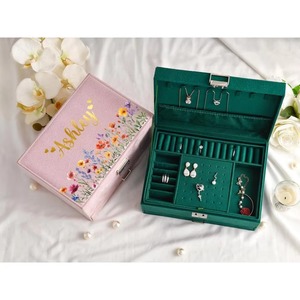 Contemporary Pink Modern Jewellery Box Stylish Storage Stand Decorative Organizer for Home Office <b>Bedroom</b> Vanity Use - Product Image 2