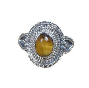 Anillo hecho a mano de piedras preciosas de ojo de tigre Simple sólido 925 plata esterlina joyería de piedras preciosas naturales 925 anillo de plata esterlina estampado - Product Image 1