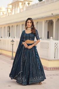 Último diseñador Faux Georgette bordado secuencia trabajo Lehenga Choli por Fab Zone - Product Image 5